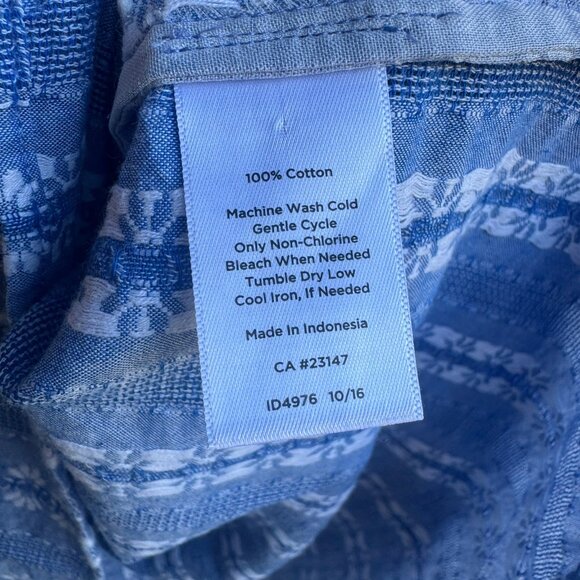 Talbots Long Sleeve 3/4 Button Blue\White Floral Striped Blouse Size L Petite - Picture 4 of 8